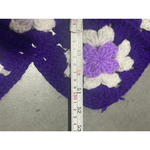 Purple and White Floral Granny Quilt, Lap Blanket - Picture 5 of 5